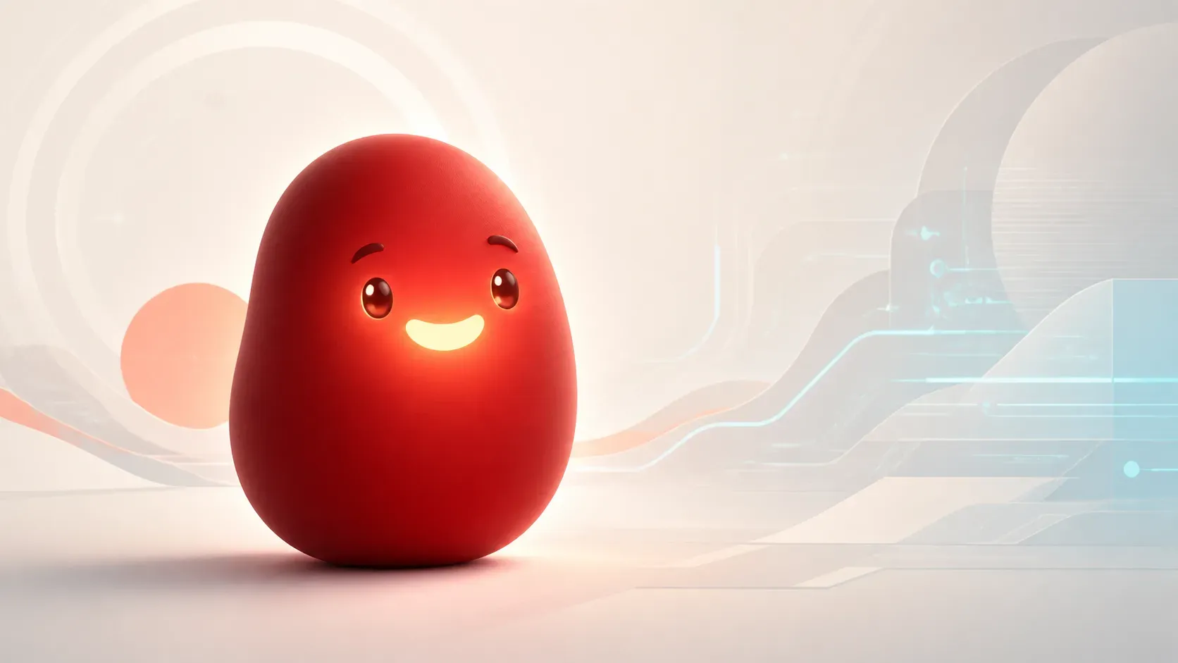圆润豆子造型 AI 吉祥物的插画