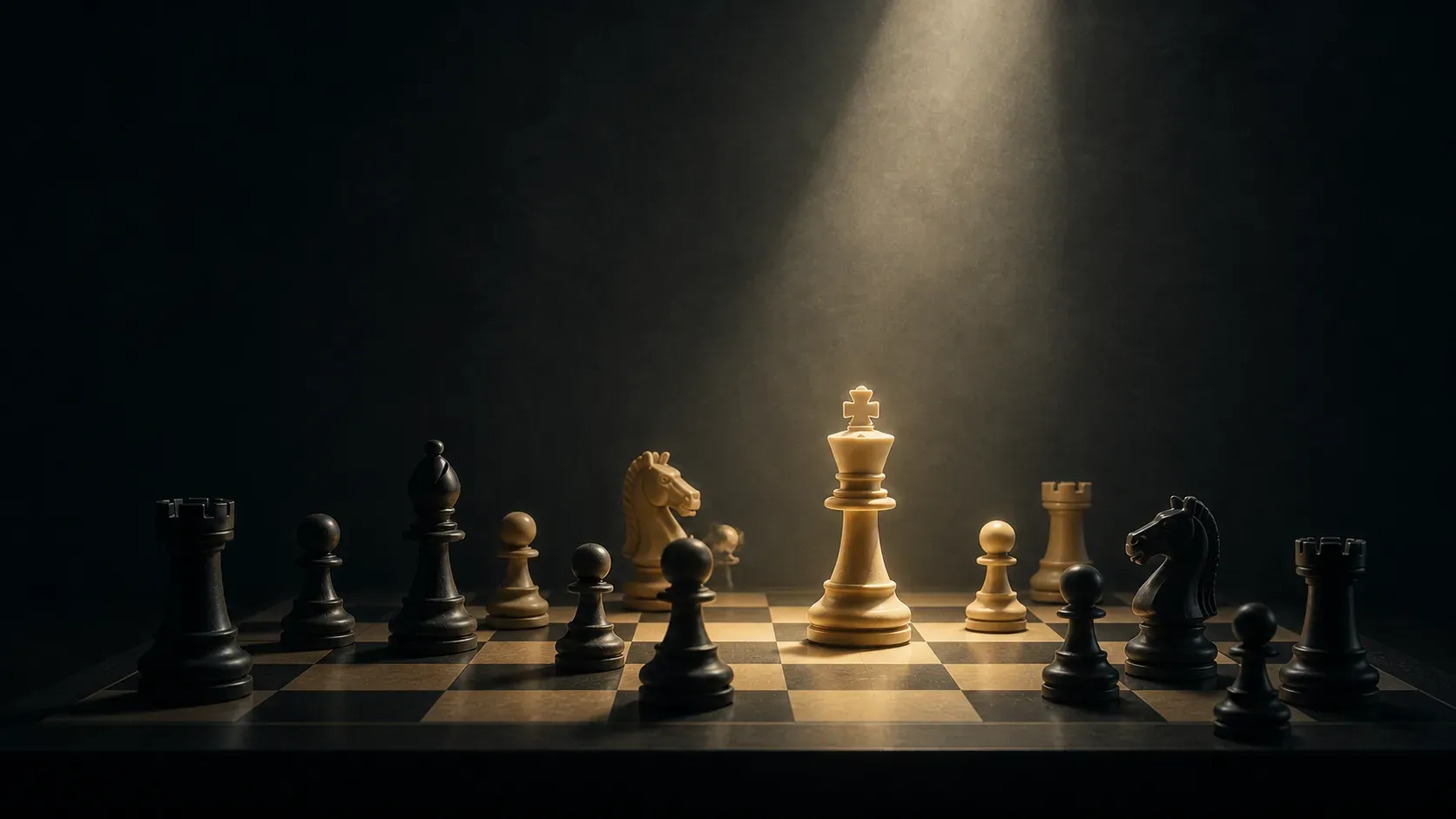 聚光灯下棋子冻结的棋盘插画