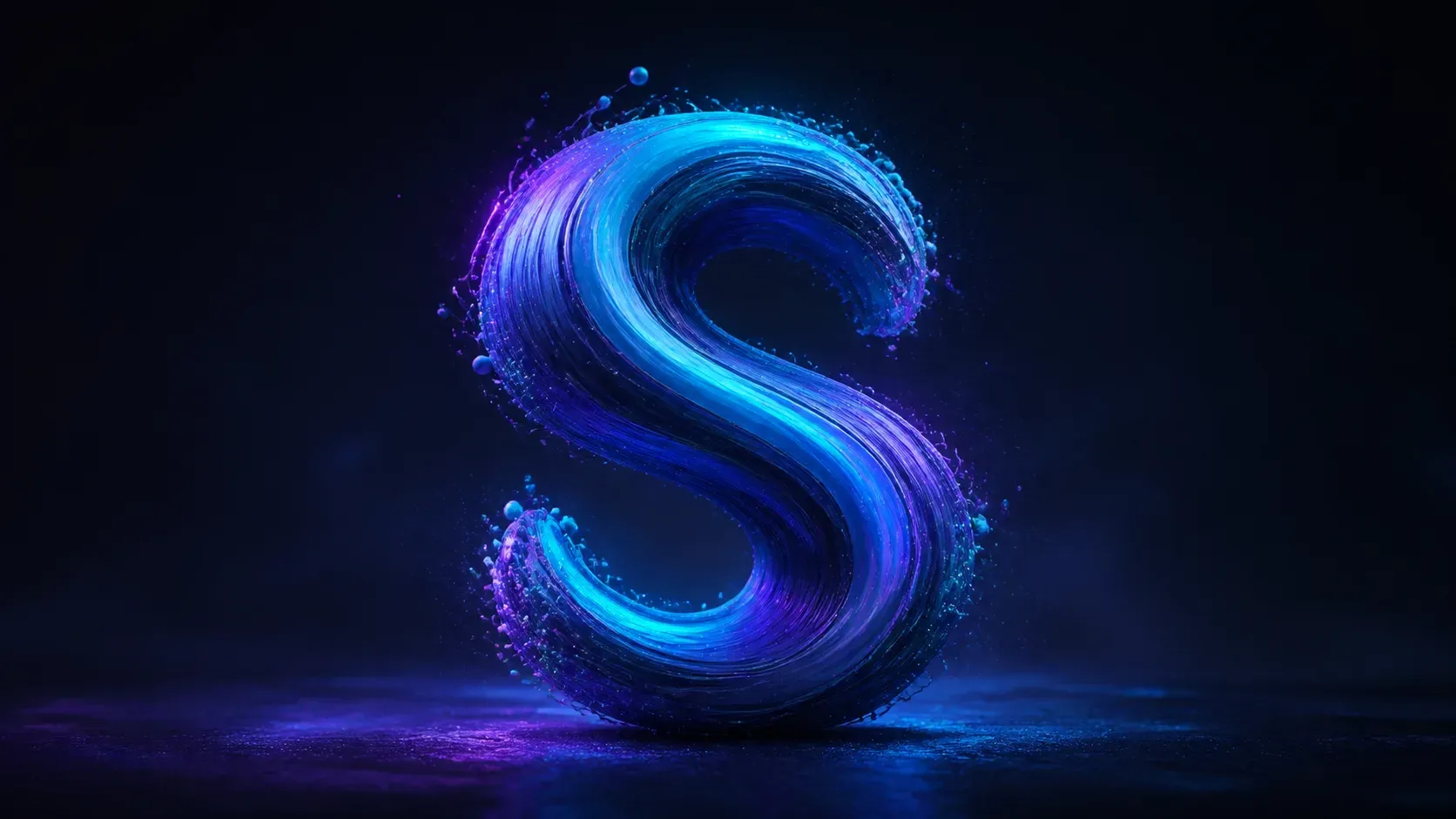 数字流体构成的字母 S 插画